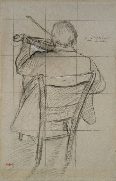 Studie van een violist gezien van achteren, 19e eeuw door Edgar Degas